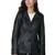 Women’s black button trench style leather coat  full sleeve
