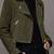 Women’s olive green suede leather jacket- multiple zipper detail