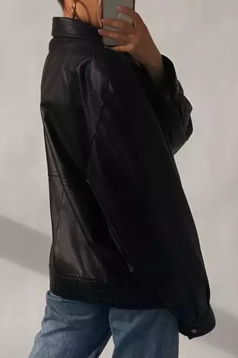 Women’s black bomber lambskin leather jacket