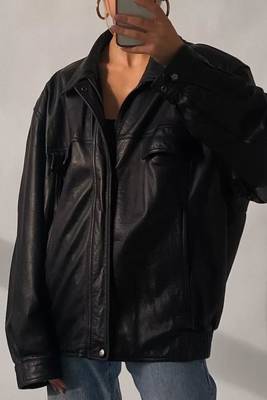 Women’s black bomber lambskin leather jacket 3