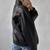 Women’s black lambskin leather jacket- bomber detail  biker stylish look