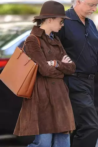 Women’s dark brown suede trench style leather coat