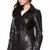Women’s black belted full-length safari-inspired leather trench coat
