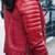 Women’s red lambskin leather jacket-slim fit quilted shoulder