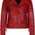 Women’s red lambskin leather jacket-slim fit quilted shoulder