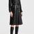 Women’s black belted full-length leather trench coat