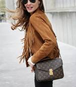 Women’s brown suede lambskin leather jacket- fringe detail biker stylish