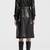 Women’s black belted full-length leather trench coat