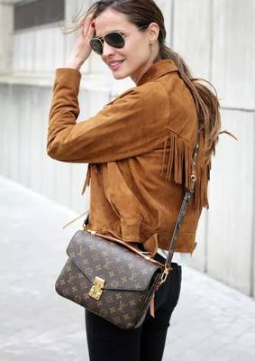Women’s brown suede lambskin leather jacket- fringe detail biker stylish 4