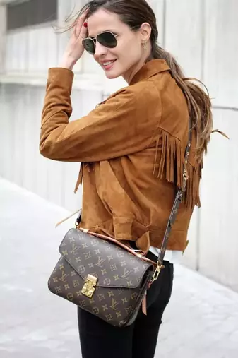 Women’s brown suede lambskin leather jacket- fringe detail biker stylish