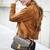 Women’s brown suede lambskin leather jacket- fringe detail biker stylish