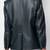 Women’s tailored leather blazer coat in deep navy blue