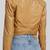 Women’s tan brown lambskin leather jacket- button detail biker stylish slim fit