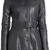 Women’s black belted button full-length safari-inspired leather trench coat