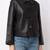 Women’s black lambskin button leather jacket-formal jacket
