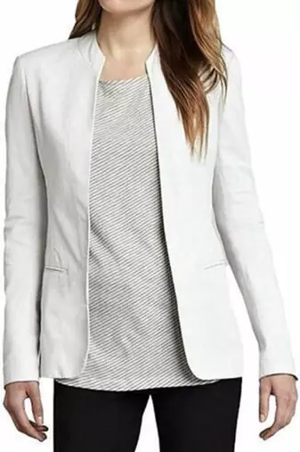 Women’s tailored white leather blazer coat