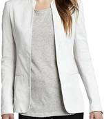 Women’s tailored white leather blazer coat