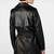 Women’s black mid-length trench style belted leather coat