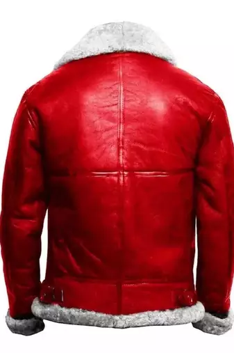 Women’s red color lambskin leather jacket with furry collor
