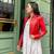 Women’s red lambskin leather jacket style elegant jacket