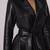 Women’s black belted full-length safari-inspired leather trench coat