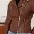 Women’s brown lambskin leather jacket- multiple zipper  biker stylish look