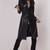 Women’s black belted full-length safari-inspired leather trench coat