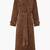 Women’s brown suede belted full-length safari-inspired leather trench coat