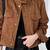 Women’s brown suede lambskin leather jacket- multiple button pockets