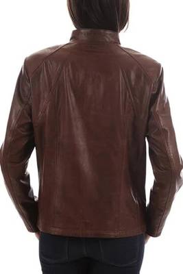 Women’s brown lambskin leather jacket- multiple zipper  biker stylish 2