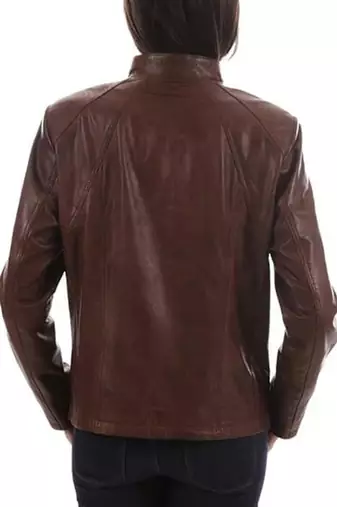 Women’s brown lambskin leather jacket- multiple zipper  biker stylish