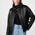 Women’s black bomber lambskin leather jacket -furry color