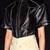 Women’s black korean style trucker leather jacket