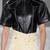 Women’s black korean style trucker leather jacket