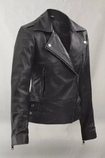 Women’s black leather trench coat full sleeve coat