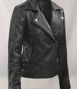 Women’s black leather trench coat full sleeve coat
