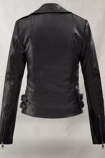 Women’s black leather trench coat full sleeve coat