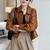Women brown lambskin leather jacket-button style trucker jacket