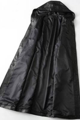 Women’s longline black leather trench coat oversized silhouette 3