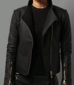 Women’s black zipper lambskin leather jacket slim fit