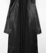 Women’s longline black  leather trench coat belted