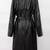 Women’s longline black  leather trench coat belted