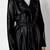 Women’s longline black leather trench style coat belted