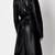 Women’s longline black leather trench style coat belted