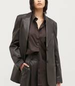 Women’s black leather trench coat full sleeve coat