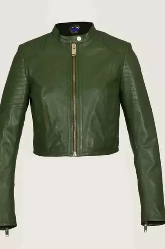 Women’s green lambskin leather jacket slimfit biker moto jacket