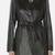 Women’s longline black leather trench style coat belted button style
