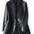 Women’s black leather trench style coat button style