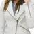 Women’s white biker lambskin leather jacket zipper detail