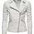 Women’s white biker lambskin leather jacket zipper detail